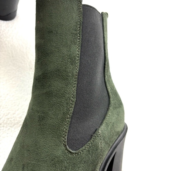 NWOT Nine West Ream Forest Green Faux Suede Chelsea Ankle Calf boots (7M) - Picture 7 of 16